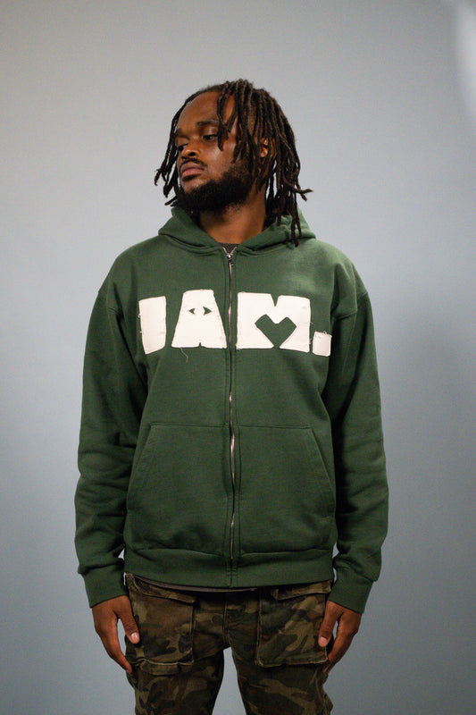 "Identity Sewn" Forest Green Zip Up