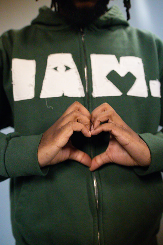 "Identity Sewn" Forest Green Zip Up